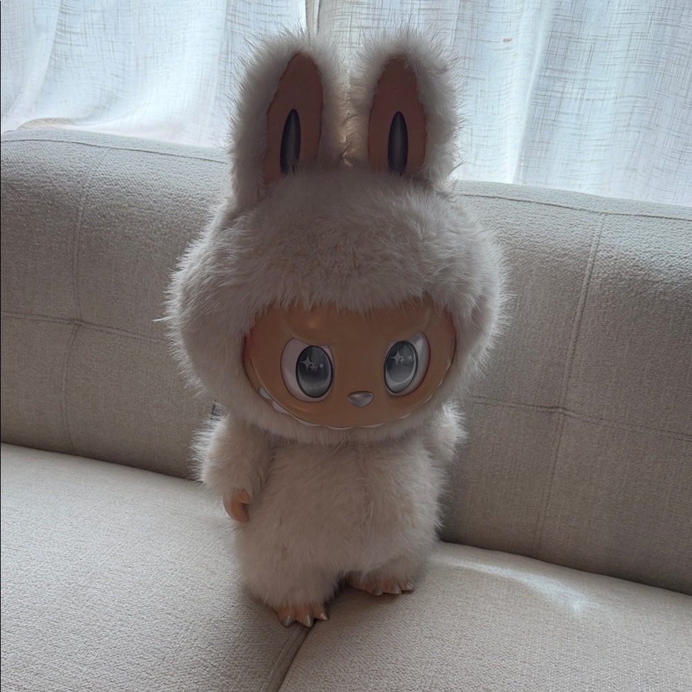 Fluffy Cream Pet Costume with Gray Wings